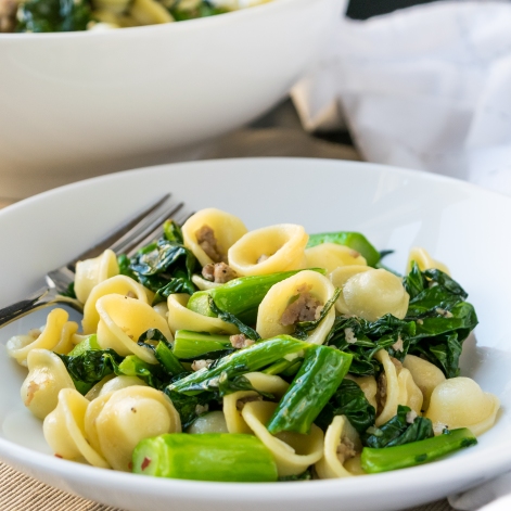 orecchiette with chinese broccoli and sausage